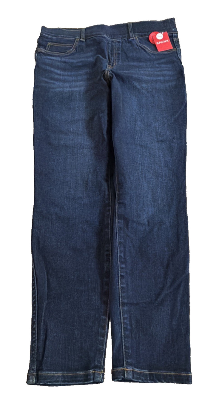 NWT SPANX Ankle Skinny Jeans Petite Large Midnight Dark Wash $128